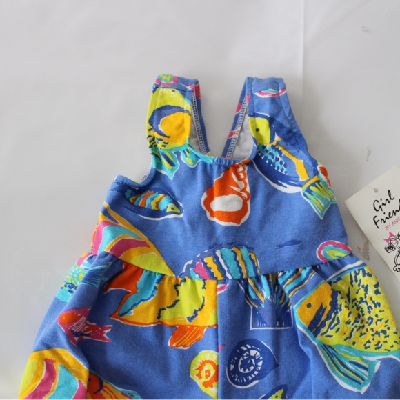 Blue Fish Print Girl Friends By Anita G Overalls Size 6 - Picture 5 of 6